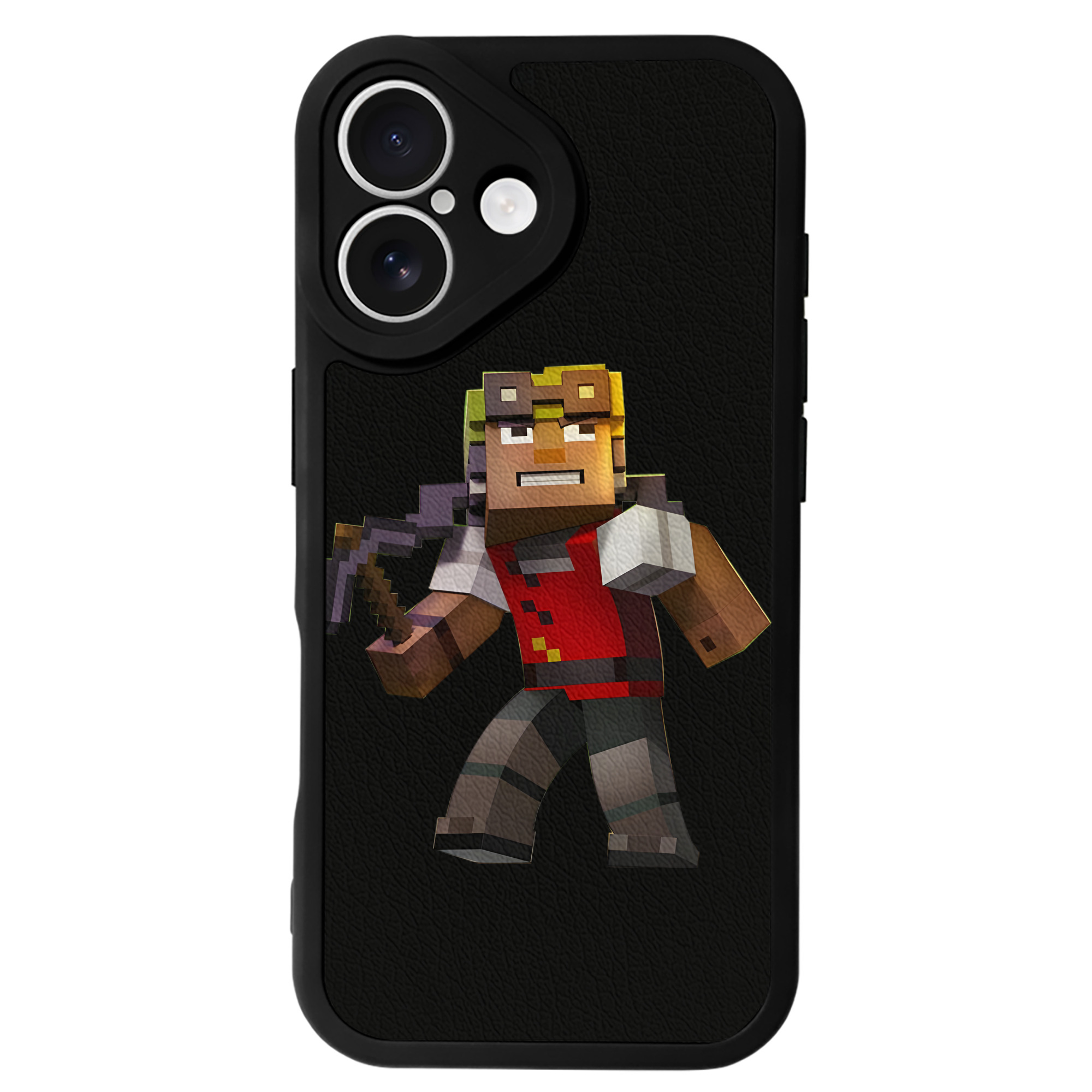 （画像用） マインクラフト ブロックの世界 Minecraft MC Block world 【iPhone 16シリーズ対応】シリコンスマホケース（レザー調） 材質：シリコン